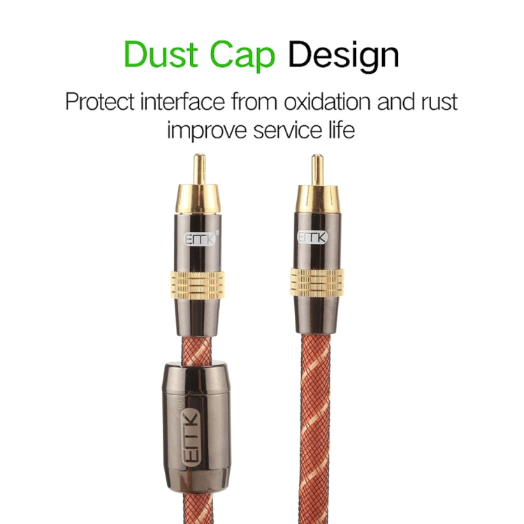 EMK TZ/A 8m OD8.0mm Gold Plated Metal Head RCA to RCA Plug Digital Coaxial Interconnect Cable Audio / Video RCA Cable, Length: 8m