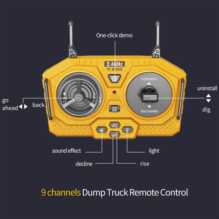 MoFun 1048 2.4G remote control nine-channel cargo construction vehicle 1:24 multi-function mining truck dumper, 1048
